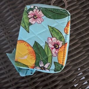 Vera Bradley Lemon Grove RFID Petite Zip-Around Wallet key chain